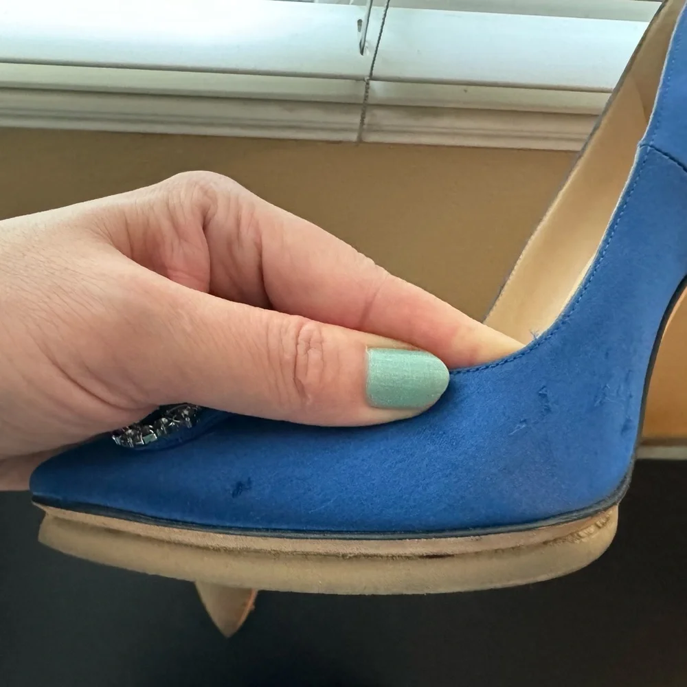 Manolo Blahnik Blue Satin Pumps size 39 - Picture 7 of 8